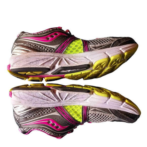 Saucony Progrid Omni 12 Womens Running Shoe Sneaker Gray Pink Purple Neon Sz 7.5 - Picture 6 of 10